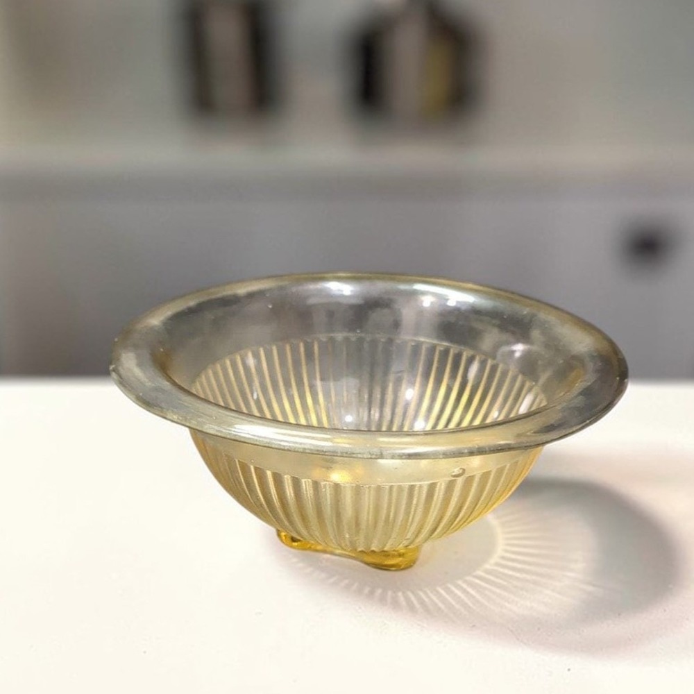 Federal Glass Ribbed Amber Mixing Bowl, Nested Yellow Kitchenware,‎ Replacement